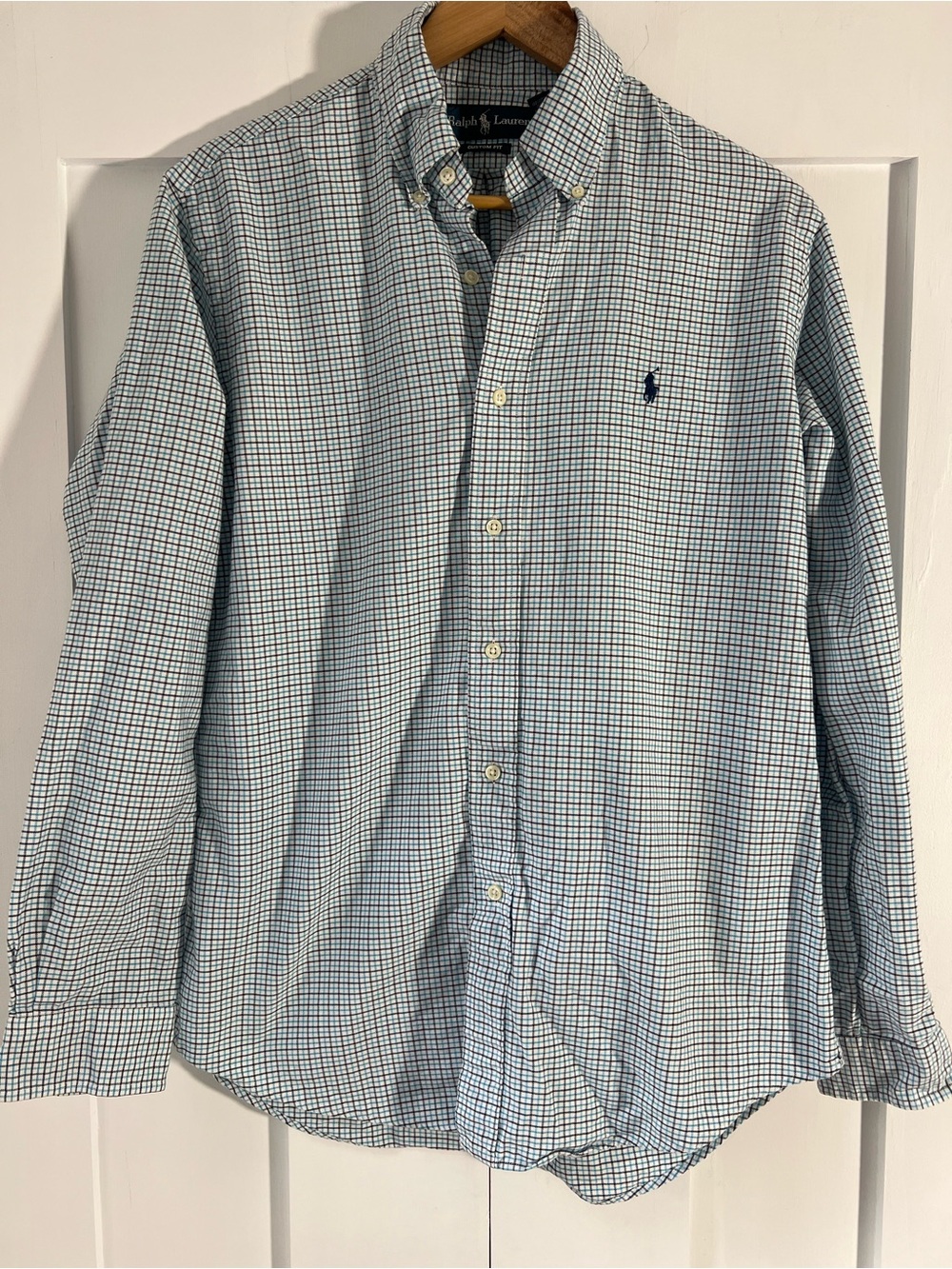 Ralph Lauren Light Blue and Navy Check Button-Down Shirt